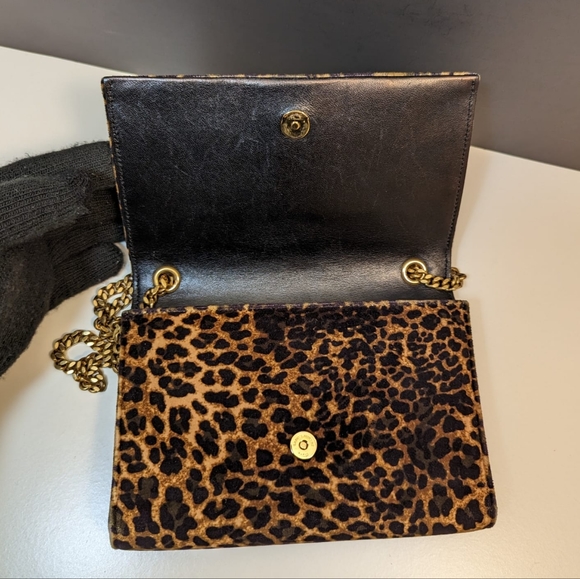 ✨️💎authentic YSL Yves Saint Laurent leopard velvet monogram kate chain - Picture 13 of 16